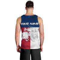 Custom Texas Fishing Men Tank Top Hooked Fish Graphic - Red White and Blue Theme - Wonder Print Shop