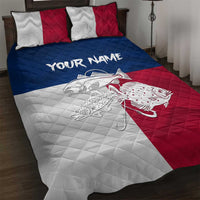 Custom Texas Fishing Quilt Bed Set Hooked Fish Graphic - Red White and Blue Theme - Wonder Print Shop