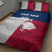 Custom Texas Fishing Quilt Bed Set Hooked Fish Graphic - Red White and Blue Theme - Wonder Print Shop
