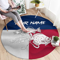 Custom Texas Fishing Round Carpet Hooked Fish Graphic - Red White and Blue Theme - Wonder Print Shop