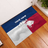 Custom Texas Fishing Rubber Doormat Hooked Fish Graphic - Red White and Blue Theme - Wonder Print Shop