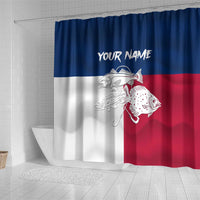 Custom Texas Fishing Shower Curtain Hooked Fish Graphic - Red White and Blue Theme - Wonder Print Shop