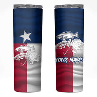 Custom Texas Fishing Skinny Tumbler Hooked Fish Graphic - Red White and Blue Theme - Wonder Print Shop