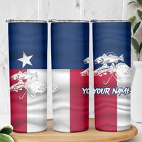 Custom Texas Fishing Skinny Tumbler Hooked Fish Graphic - Red White and Blue Theme - Wonder Print Shop