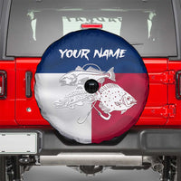 Custom Texas Fishing Spare Tire Cover Hooked Fish Graphic - Red White and Blue Theme - Wonder Print Shop