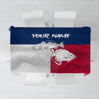 Custom Texas Fishing Tablecloth Hooked Fish Graphic - Red White and Blue Theme - Wonder Print Shop
