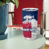 Custom Texas Fishing Tumbler Cup Hooked Fish Graphic - Red White and Blue Theme - Wonder Print Shop