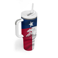 Custom Texas Fishing Tumbler With Handle Hooked Fish Graphic - Red White and Blue Theme - Wonder Print Shop