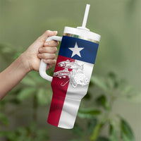 Custom Texas Fishing Tumbler With Handle Hooked Fish Graphic - Red White and Blue Theme - Wonder Print Shop