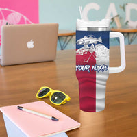 Custom Texas Fishing Tumbler With Handle Hooked Fish Graphic - Red White and Blue Theme - Wonder Print Shop