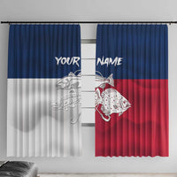 Custom Texas Fishing Window Curtain Hooked Fish Graphic - Red White and Blue Theme - Wonder Print Shop