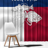 Custom Texas Fishing Window Curtain Hooked Fish Graphic - Red White and Blue Theme - Wonder Print Shop