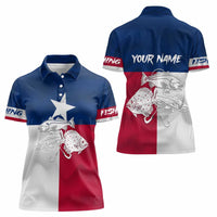 Custom Texas Fishing Women Polo Shirt Hooked Fish Graphic - Red White and Blue Theme - Wonder Print Shop