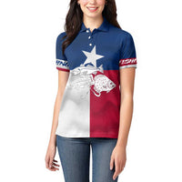Custom Texas Fishing Women Polo Shirt Hooked Fish Graphic - Red White and Blue Theme - Wonder Print Shop