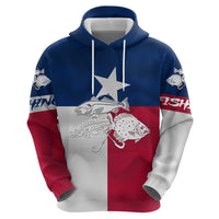 Custom Texas Fishing Zip Hoodie Hooked Fish Graphic - Red White and Blue Theme - Wonder Print Shop
