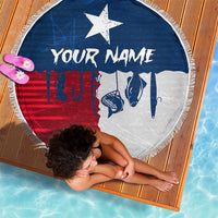 Flag Texas Fishing Beach Blanket Personalized Hanging Fish and Hooks Graphic - Wonder Print Shop