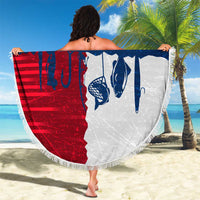 Flag Texas Fishing Beach Blanket Personalized Hanging Fish and Hooks Graphic - Wonder Print Shop