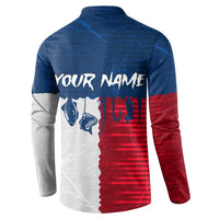 Flag Texas Fishing Button Sweatshirt Personalized Hanging Fish and Hooks Graphic - Wonder Print Shop