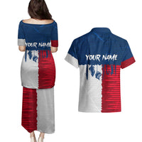 Flag Texas Fishing Couples Matching Puletasi and Hawaiian Shirt Personalized Hanging Fish and Hooks Graphic - Wonder Print Shop