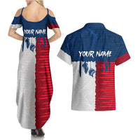 Flag Texas Fishing Couples Matching Summer Maxi Dress and Hawaiian Shirt Personalized Hanging Fish and Hooks Graphic - Wonder Print Shop
