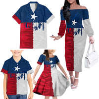 Flag Texas Fishing Family Matching Off The Shoulder Long Sleeve Dress and Hawaiian Shirt Personalized Hanging Fish and Hooks Graphic - Wonder Print Shop