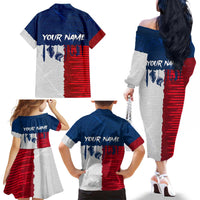 Flag Texas Fishing Family Matching Off The Shoulder Long Sleeve Dress and Hawaiian Shirt Personalized Hanging Fish and Hooks Graphic - Wonder Print Shop