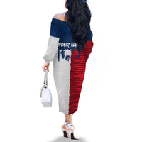 Flag Texas Fishing Family Matching Off The Shoulder Long Sleeve Dress and Hawaiian Shirt Personalized Hanging Fish and Hooks Graphic - Wonder Print Shop