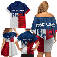Flag Texas Fishing Family Matching Off Shoulder Short Dress and Hawaiian Shirt Personalized Hanging Fish and Hooks Graphic - Wonder Print Shop