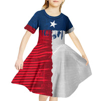 Flag Texas Fishing Kid Short Sleeve Dress Personalized Hanging Fish and Hooks Graphic - Wonder Print Shop