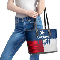 Flag Texas Fishing Leather Tote Bag Personalized Hanging Fish and Hooks Graphic - Wonder Print Shop