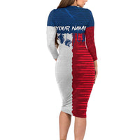 Flag Texas Fishing Long Sleeve Bodycon Dress Personalized Hanging Fish and Hooks Graphic - Wonder Print Shop