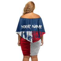 Flag Texas Fishing Off Shoulder Short Dress Personalized Hanging Fish and Hooks Graphic - Wonder Print Shop