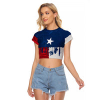 Flag Texas Fishing Raglan Cropped T Shirt Personalized Hanging Fish and Hooks Graphic - Wonder Print Shop