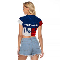 Flag Texas Fishing Raglan Cropped T Shirt Personalized Hanging Fish and Hooks Graphic - Wonder Print Shop