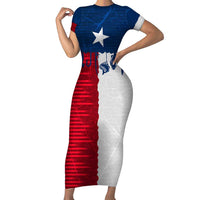 Flag Texas Fishing Short Sleeve Bodycon Dress Personalized Hanging Fish and Hooks Graphic - Wonder Print Shop