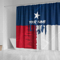 Flag Texas Fishing Shower Curtain Personalized Hanging Fish and Hooks Graphic - Wonder Print Shop