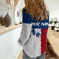 Flag Texas Fishing Women Casual Shirt Personalized Hanging Fish and Hooks Graphic - Wonder Print Shop