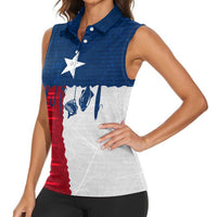 Flag Texas Fishing Women Sleeveless Polo Shirt Personalized Hanging Fish and Hooks Graphic - Wonder Print Shop