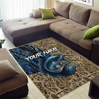 Catfish Fishing Personalized Area Rug Blue Bass and Camo Reeds Background - Wonder Print Shop