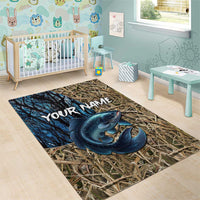 Catfish Fishing Personalized Area Rug Blue Bass and Camo Reeds Background - Wonder Print Shop