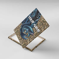 Catfish Fishing Personalized Canvas Wall Art Blue Bass and Camo Reeds Background - Wonder Print Shop