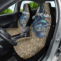Catfish Fishing Personalized Car Seat Cover Blue Bass and Camo Reeds Background - Wonder Print Shop