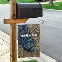 Catfish Fishing Personalized Garden Flag Blue Bass and Camo Reeds Background - Wonder Print Shop