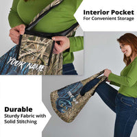 Catfish Fishing Personalized Grocery Bag Blue Bass and Camo Reeds Background - Wonder Print Shop