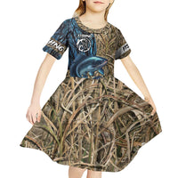 Catfish Fishing Personalized Kid Short Sleeve Dress Blue Bass and Camo Reeds Background - Wonder Print Shop