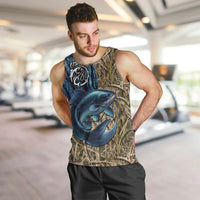 Catfish Fishing Personalized Men Tank Top Blue Bass and Camo Reeds Background - Wonder Print Shop