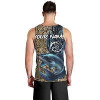 Catfish Fishing Personalized Men Tank Top Blue Bass and Camo Reeds Background - Wonder Print Shop