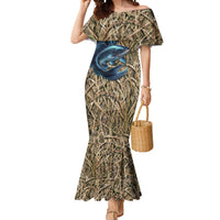 Catfish Fishing Personalized Mermaid Dress Blue Bass and Camo Reeds Background - Wonder Print Shop