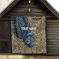 Catfish Fishing Personalized Quilt Blue Bass and Camo Reeds Background - Wonder Print Shop