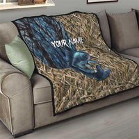 Catfish Fishing Personalized Quilt Blue Bass and Camo Reeds Background - Wonder Print Shop